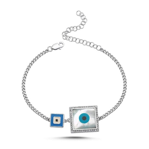 Kare İkili Nazar Göz Kadın Gümüş Bileklik - CNG Jewels (1)