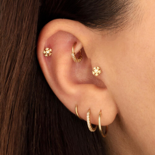 Snowflake Gold Tragus Piercing - CNG Jewels (1)