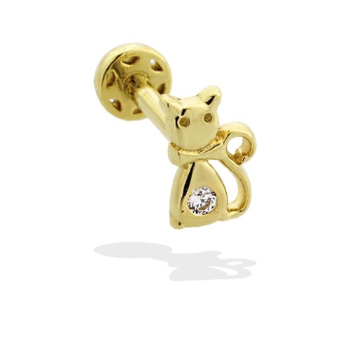 Kedi Altın Tragus Piercing - CNG Jewels