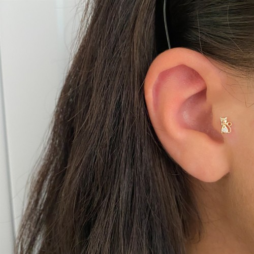 Kedi Altın Tragus Piercing - CNG Jewels (1)
