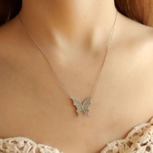 Kelebek Gümüş Bayan Kolye - CNG Jewels (1)