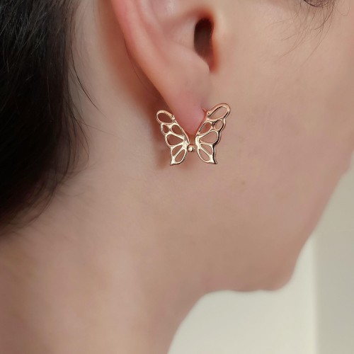 Kelebek Halka Rose Gümüş Kadın Küpe - CNG Jewels (1)