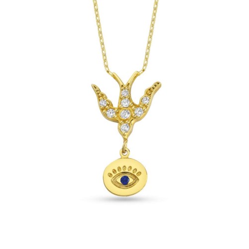 Kırlangıç Kirpikli Göz Kadın Gümüş Kolye - CNG Jewels