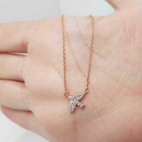 Kırlangıç Rose Gümüş Bayan Kolye - CNG Jewels
