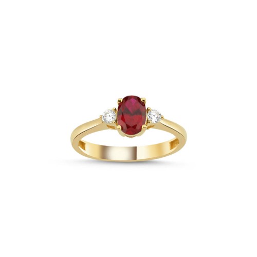 Kırmızı Ruby 14 Ayar Altın Yüzük - CNG Jewels