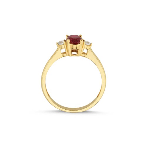Kırmızı Ruby 14 Ayar Altın Yüzük - CNG Jewels (1)