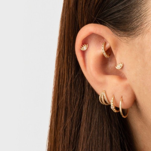 Kirpikli Göz Altın Helix Piercing - CNG Jewels (1)
