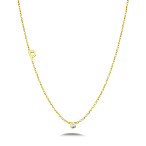 Kişiye Özel Harfli Tektaş Gümüş Bayan Kolye - CNG Jewels
