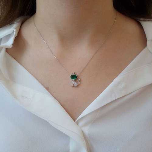 Kraliçe Kedi 14 Ayar Beyaz Altın Kolye - CNG Jewels (1)