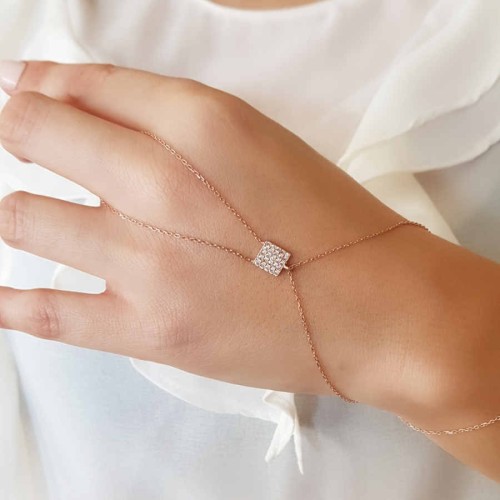 Küçük Çok Taşlı Kare Gümüş Şahmeran Bileklik - CNG Jewels