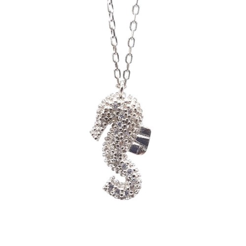 Small Sea Horse Silver Women's Necklace 