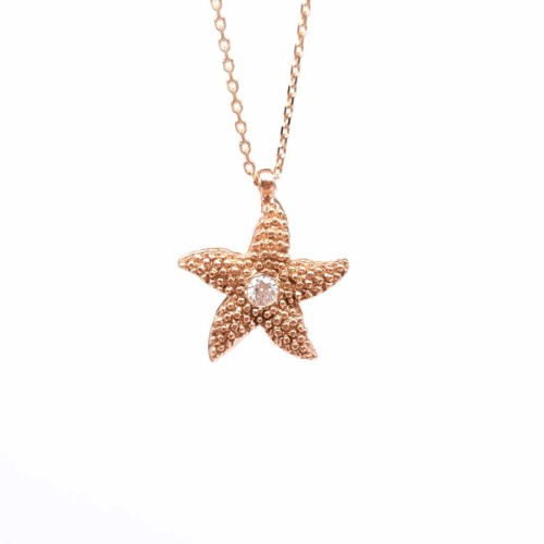 Small Starfish Silver Women's Necklace 