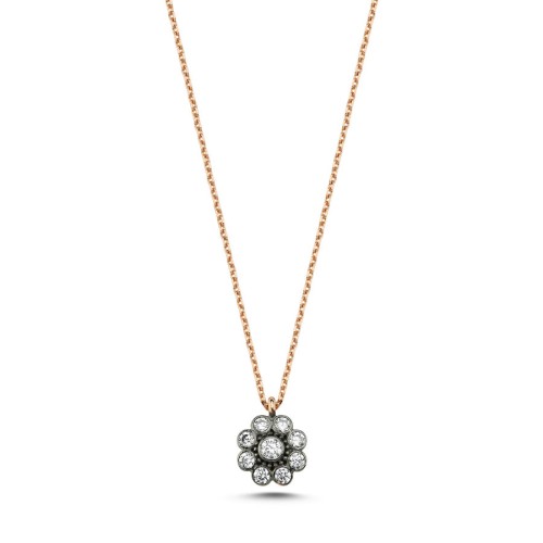 Küçük Gül Elmas Model Altın Kolye - CNG Jewels