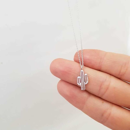 Küçük Kaktüs Gümüş Bayan Kolye - CNG Jewels (1)