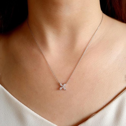 Küçük Markiz Roza Gümüş Kadın Kolye - CNG Jewels (1)