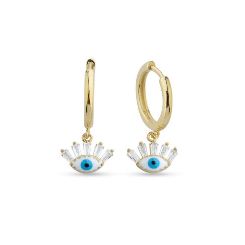 Küçük Sallantılı Eyelash Gold Gümüş Kadın Küpe - CNG Jewels