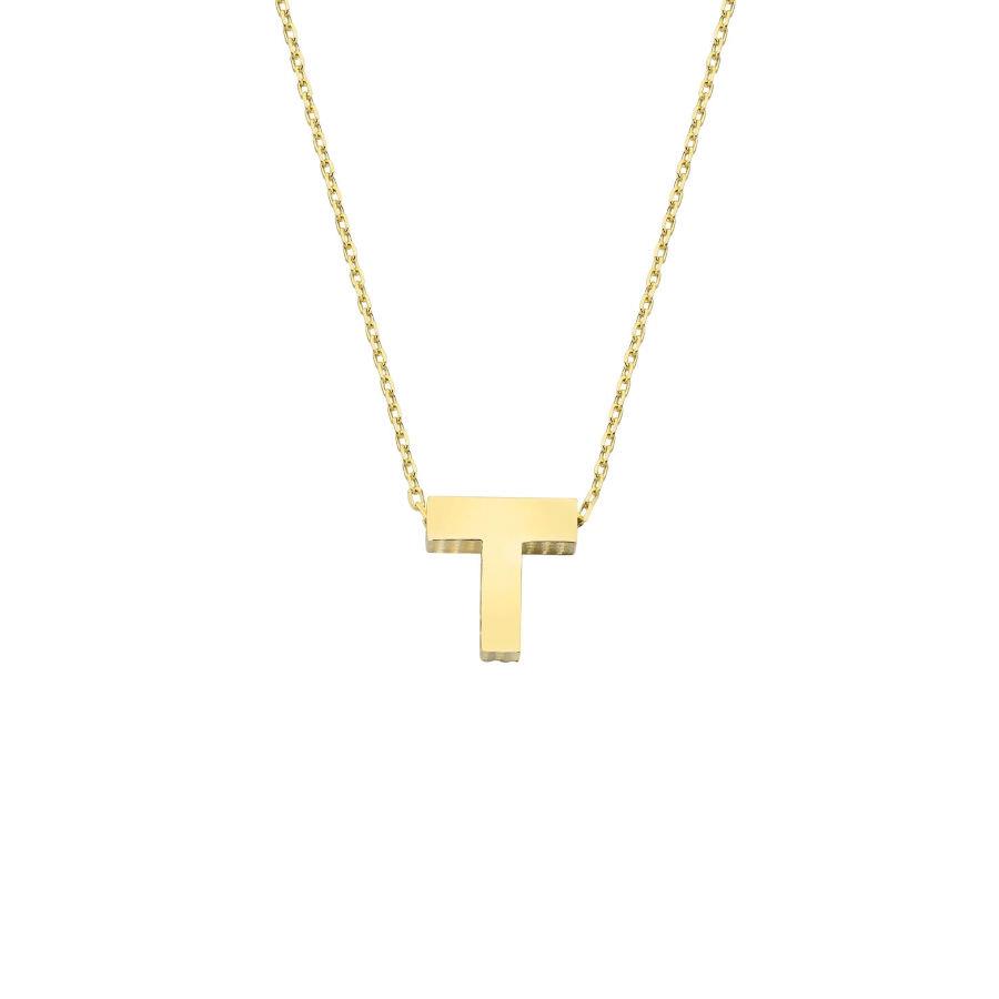 Small Letter T 14 Carat Gold Necklace - CNG Jewels