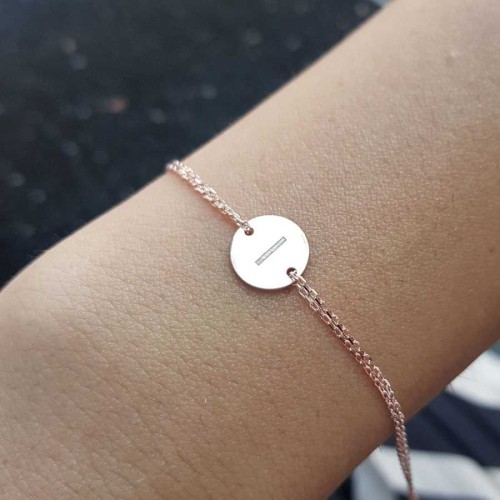 Küçük Yuvarlak Plaka I Harfli Rose Gold Gümüş Bayan Bileklik 