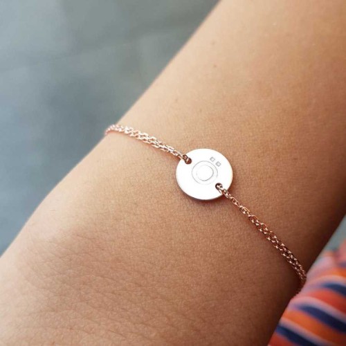 Küçük Yuvarlak Plaka Ö Harfli Rose Gold Gümüş Bayan Bileklik 