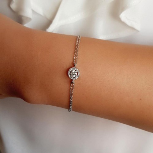 Küçük Yuvarlak Tektaş Anturaj Gümüş Bayan Bileklik - CNG Jewels (1)