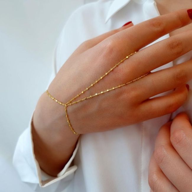 Küp Zincir Gold Gümüş Şahmeran Bileklik - 2