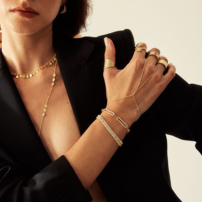 Küp Zincir Gold Gümüş Şahmeran Bileklik - 1