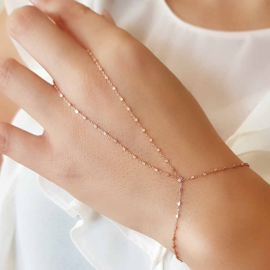 Cube Chain Rose Silver Shahmaran Bracelet - CNG Jewels