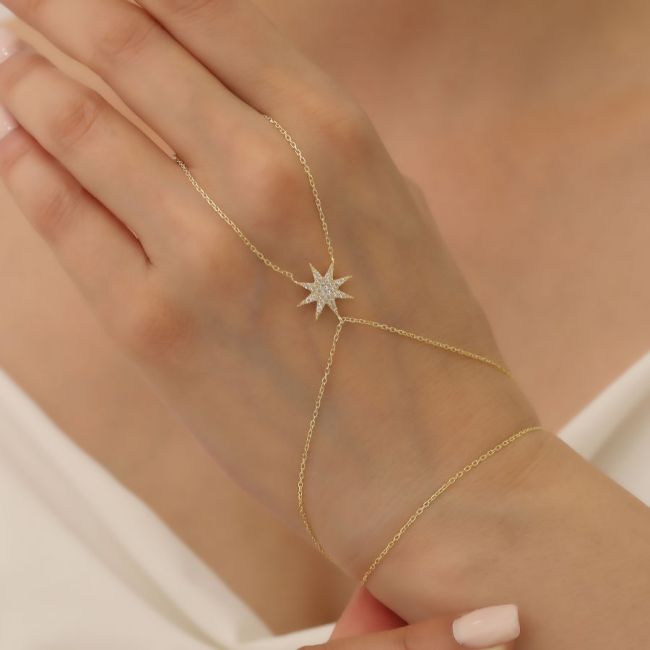 Kutup Yıldızı Gold Gümüş Şahmeran Bileklik - 1