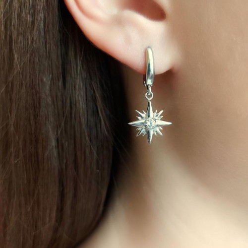 Kutup Yıldızı Gümüş Bayan Küpe - CNG Jewels
