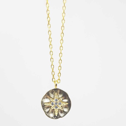 Kutup Yıldızlı Amorf Küçük Plaka Gümüş Bayan Kolye - CNG Jewels