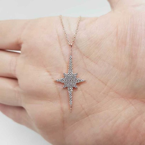 Kuzey Yıldızı Kutup Yıldızı Rose Gümüş Kadın Kolye - CNG Jewels (1)