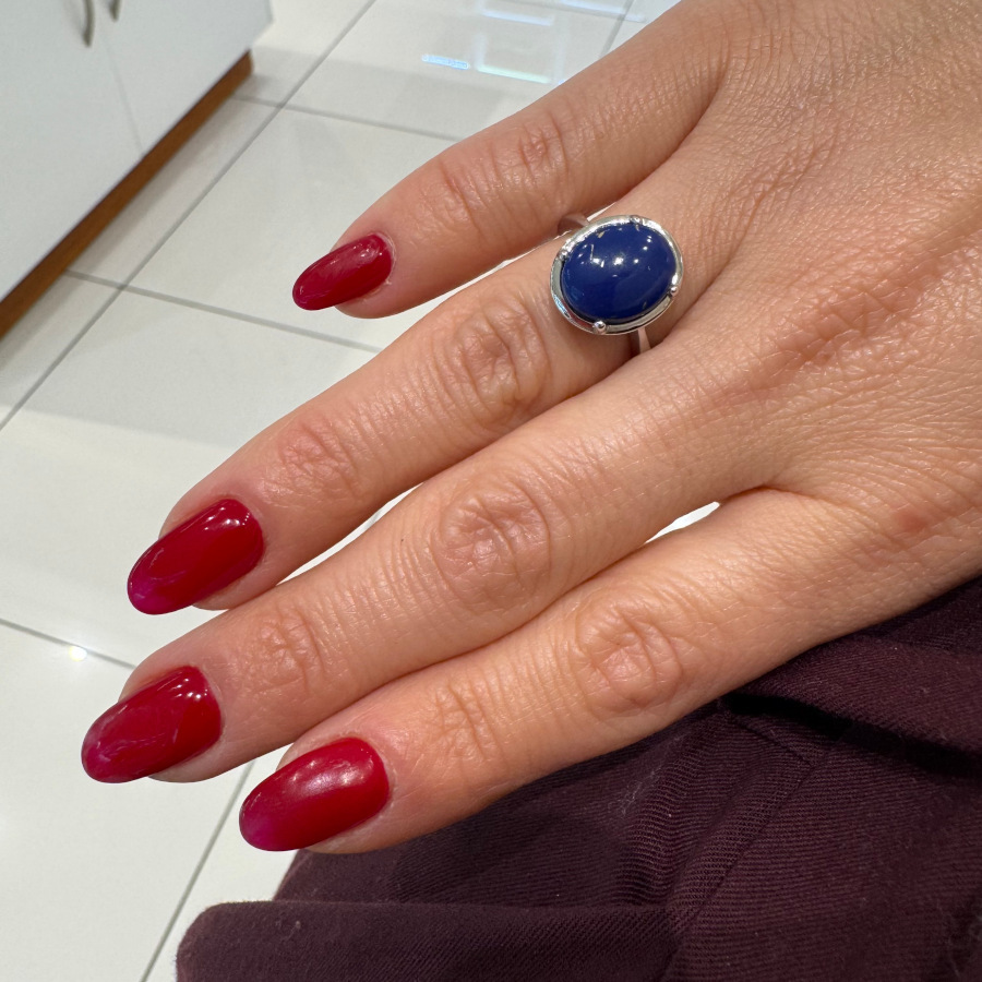 Lapis Lazuli Solitaire Women's Silver Ring - CNG Jewels (1)