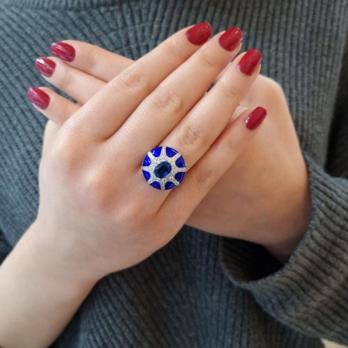 Laura Mavi Mineli Tasarım Gümüş Kadın Yüzük - CNG Jewels (1)