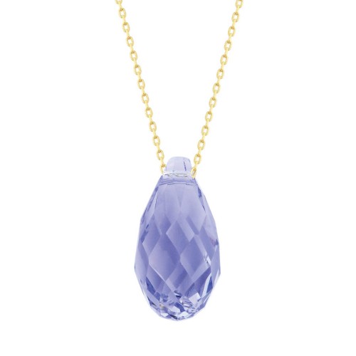 Lila Mor Swarovski Crystal Altın Kolye - CNG Jewels