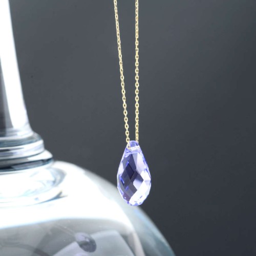 Lila Mor Swarovski Crystal Altın Kolye - 3