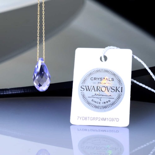 Lila Mor Swarovski Crystal Altın Kolye - CNG Jewels (1)