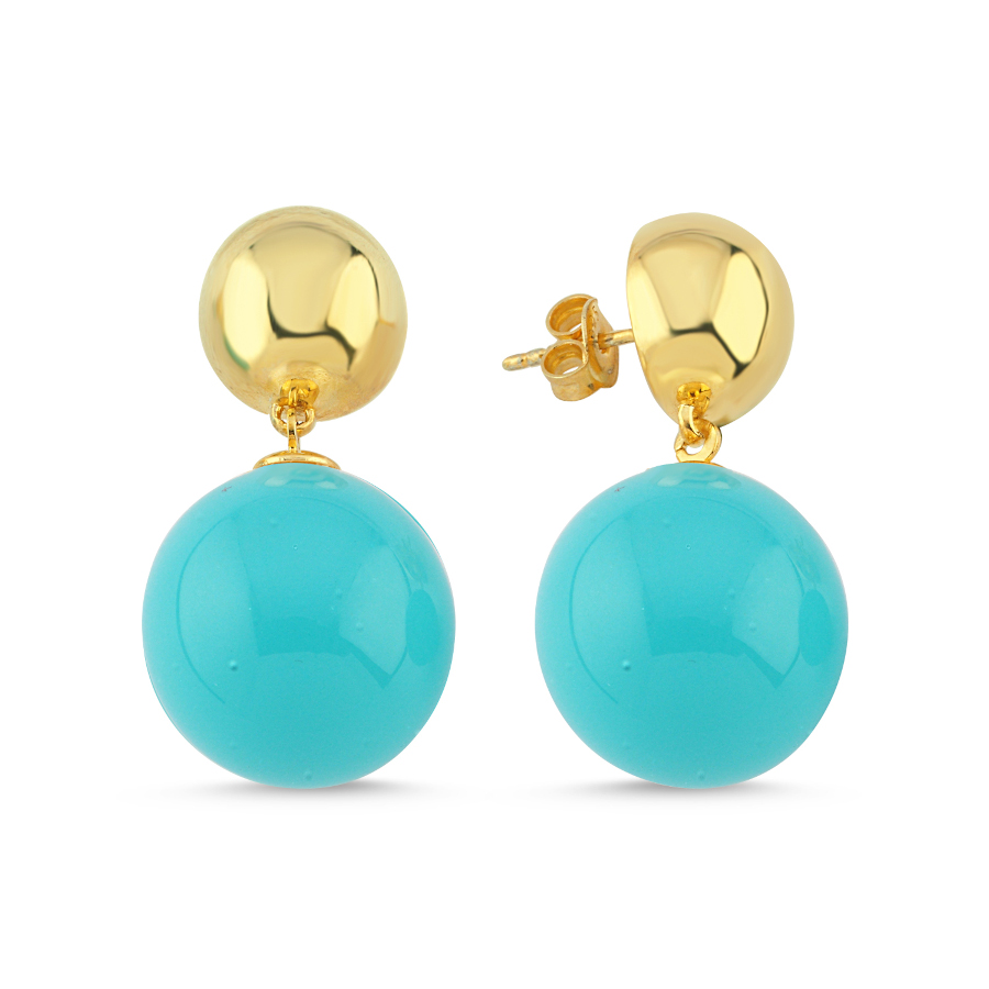 Lizy Top Turkuaz Sallantılı Kadın Gümüş Küpe - CNG Jewels