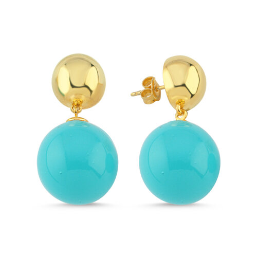 Lizy Top Turkuaz Sallantılı Kadın Gümüş Küpe - CNG Jewels