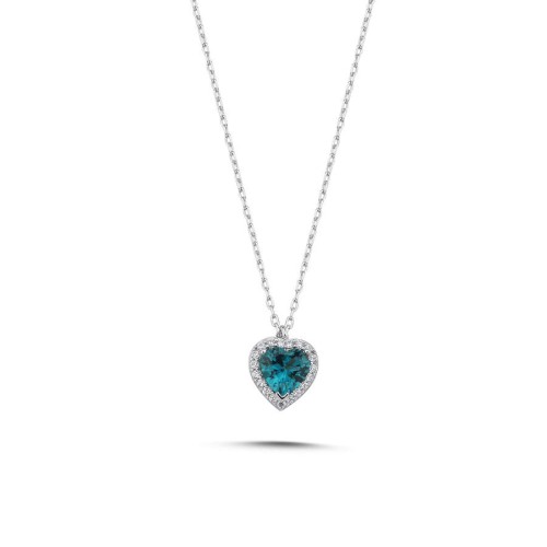 London Blue Kalp Tektaş Kadın Gümüş Kolye - CNG Jewels
