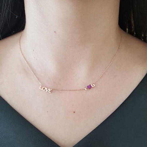 Love You Aşk Kalpli Kadın Gümüş Kolye - CNG Jewels