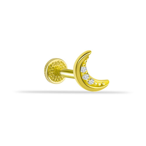 Luna Ay Altın Tragus Piercing - CNG Jewels