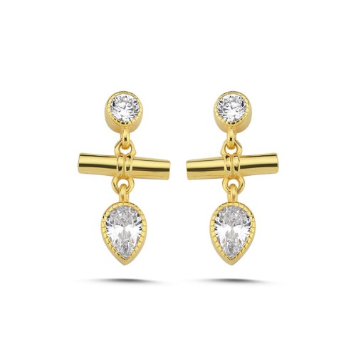 Marin Sallantılı Gold Kadın Gümüş Küpe - CNG Jewels