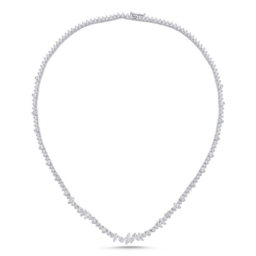  Markiz Damla Yuvarlak Taşlı Su Yolu Gümüş Kolye - CNG Jewels