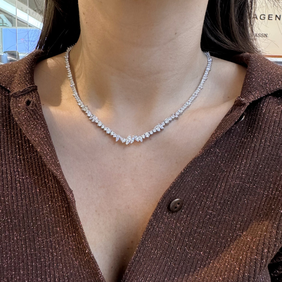  Markiz Damla Yuvarlak Taşlı Su Yolu Gümüş Kolye - CNG Jewels (1)