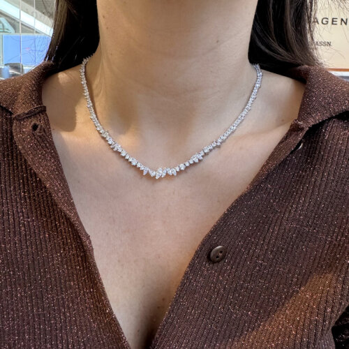  Markiz Damla Yuvarlak Taşlı Su Yolu Gümüş Kolye - CNG Jewels (1)