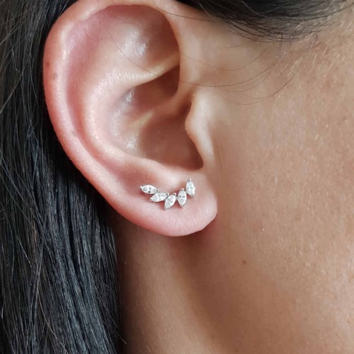 Markiz Minik Dal Gümüş Bayan Küpe - CNG Jewels (1)