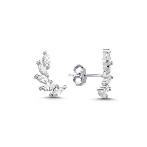 Marquise Tiny Branch Silver Women's Earrings 