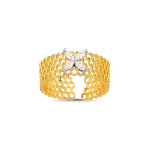 Markiz Roza Arı Peteği Gold Gümüş Kadın Yüzük - CNG Jewels