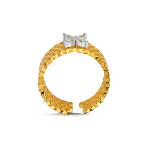 Markiz Roza Arı Peteği Gold Gümüş Kadın Yüzük - CNG Jewels (1)