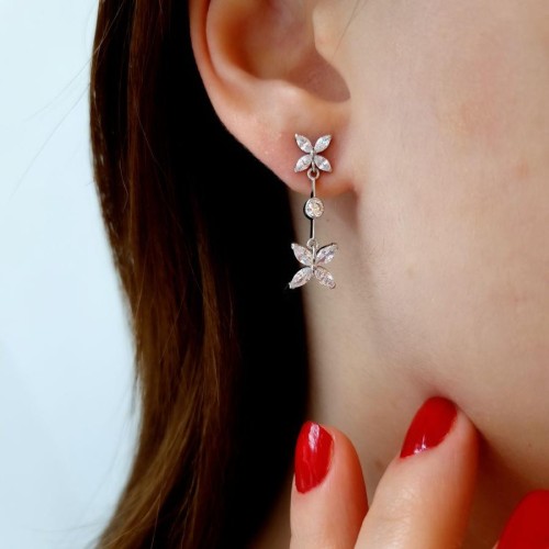 Markiz Roza Gümüş Kadın Küpe - CNG Jewels (1)
